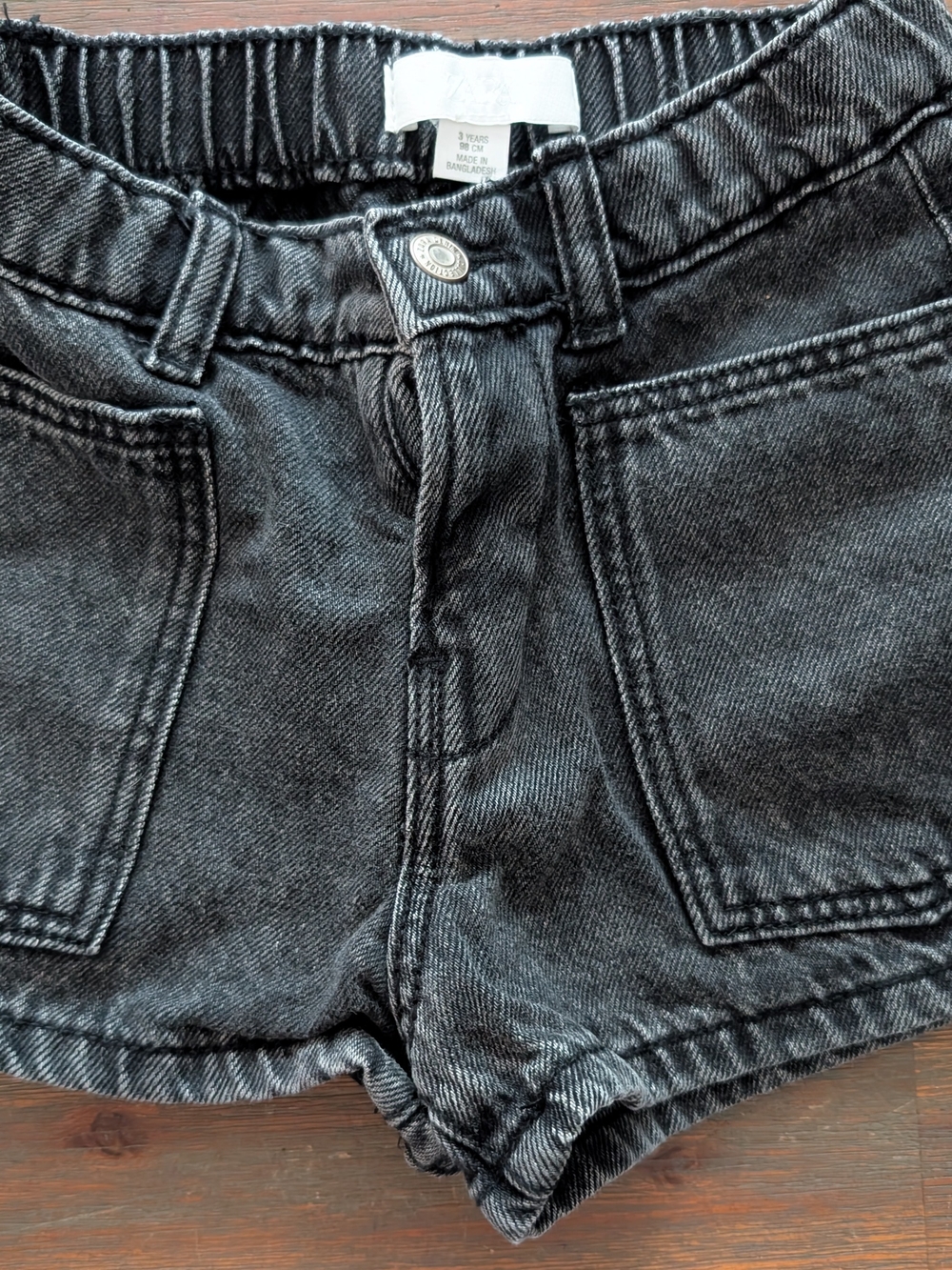 Zara Black Washed Denim Shorts for Kids